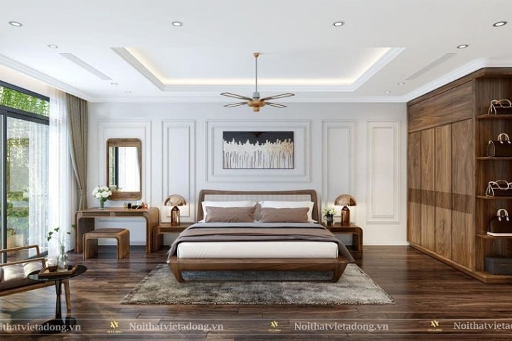 Bàn trang điểm gỗ óc chó BTD-06
